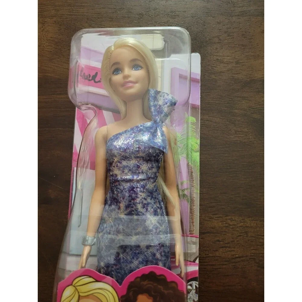 Barbie Glitz Fashion Doll Blonde with Blue Shimmer Sparkle Off Shoulder Dress - Picture 2 of 8